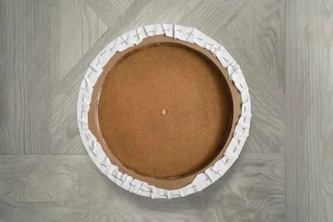 Step-by-step DIY zentangle round wall clock- canvas on stretcher.Copy space. Stock Photos