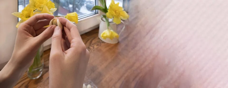 Step by step. egg cut in half, for making stuffed eggs Stock Photos