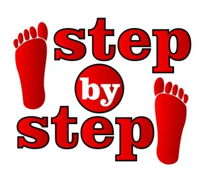 Step by step emblem for working process Stock Illustration