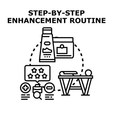 Step by step enhancement routine process vector Illustrazione stock