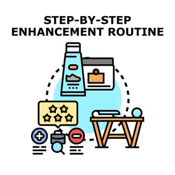 Step by step enhancement routine process vector Stock Illustration