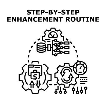 Step by step enhancement routine process vector concept Stock-Illustration