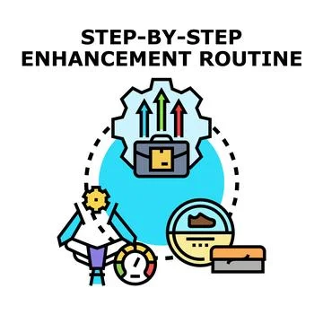 Step by step enhancement routine process improving business イラスト素材