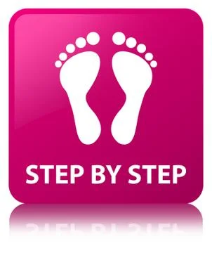 Step by step (footprint icon) pink square button Stock Illustration