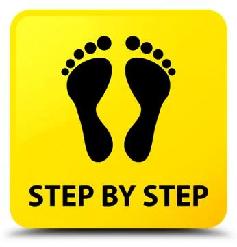 Step by step (footprint icon) yellow square button Stock Illustration