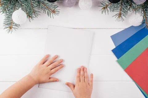 Step-by-step Greeting card 3D Christmas tree tutorial. Step 2: Fold A4 sheet  스톡 사진