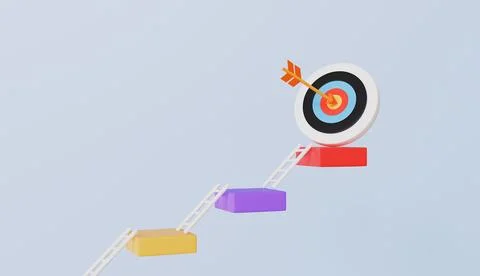 Step by step growth, Ambition or target setting, Small steps to success Stock Illustration