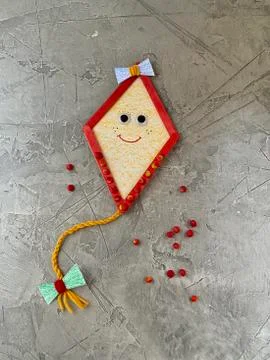 Step by step how to make a cute kite from simple materials. Stock Photos