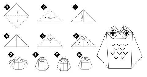 Step by step how to make origami owl bird Stock Illustration