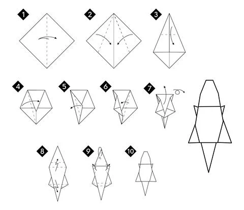 Step by step how to make origami crocodile Stock Illustration