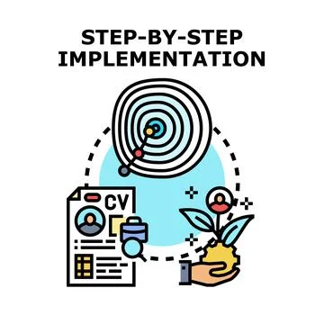 Step by step implementation process for business success Illustrazione stock