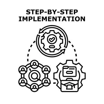 Step by step implementation process for business development Stock Illustration