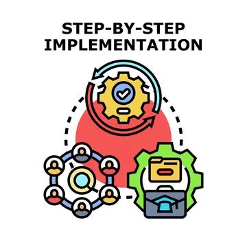 Step by step implementation process for business development Stock Illustration