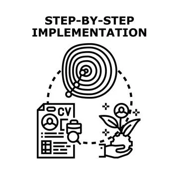 Step by step implementation process for business success Stock Illustration