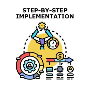 Step by step implementation strategy vector concept Illustrazione stock