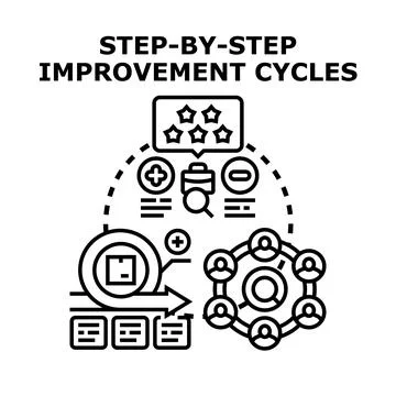Step by step improvement cycles process development Stock Illustration
