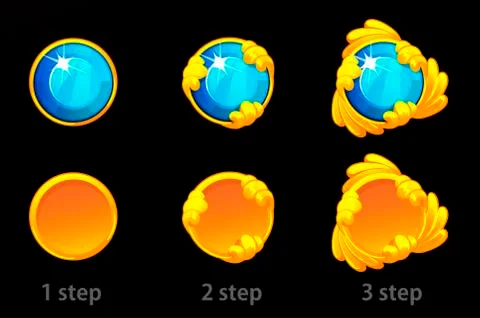 Step by step improvements to the gold template and gem. Stock Illustration