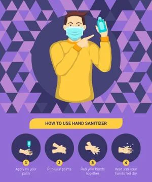Step by step infographic illustration of How to use hand sanitizer Stock Illustration