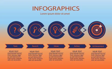 Step by step infographics. Vector infographic design with icons and 5 options or Stock Illustration