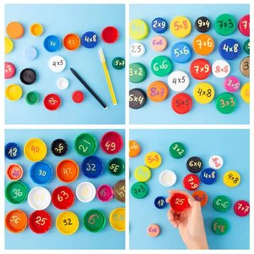 Step by step instruction for craft for kids learning math, mathematics acti.. Stock Photos
