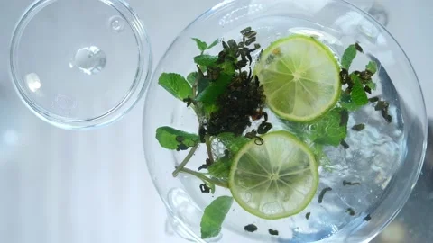Step by step instruction. Step 2. The process of making green tea. Glass 스톡 동영상 168648600