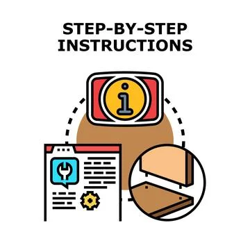 Step by step instructions for assembling products and problem solving Stock Illustration