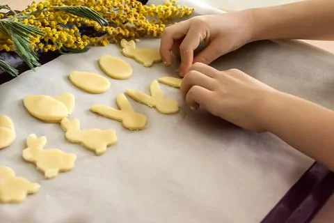 Step-by-step instructions for baking Easter cookies. Stock Photos