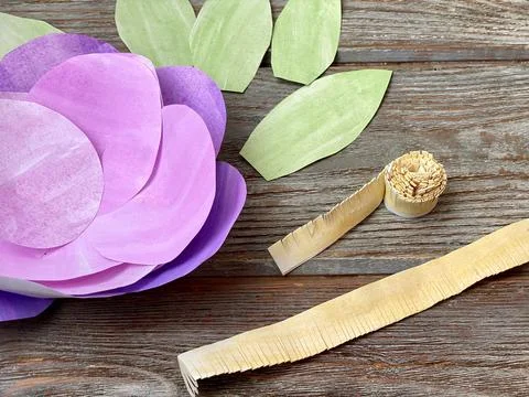 Step by step, instructions for children how to make a 3D volumetric flower Stock Photos