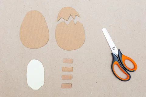 Step-by-step instructions for creating a funny toy Easter egg with cute chicken. Stock Photos