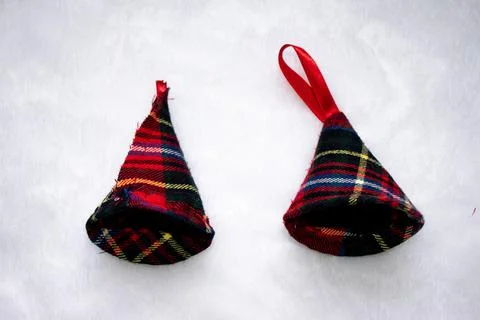 Step by step instructions for creating two Christmas tree decorations Stock Photos