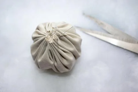 Step by step instructions for creating two Christmas tree decorations Stock Photos