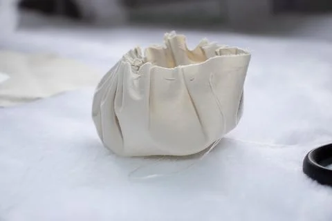 Step by step instructions for creating two Christmas tree decorations Stock Photos