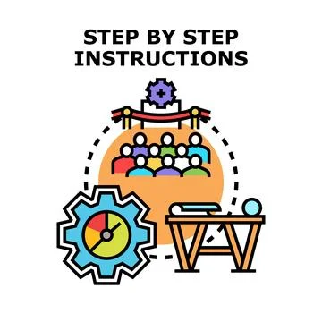Step by step instructions explaining a process Illustration