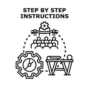 Step by step instructions explaining a process Stockillustratie