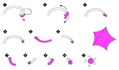 Step by step instructions how to make origami star Stock Illustration