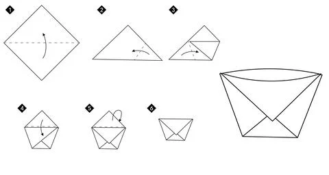 Step by step instructions how to make origami cup Stock Illustration