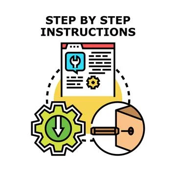 Step by step instructions for installation process Stock Illustration