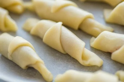 Step-by-step instructions for making bagel cookies preparation for a croissant Stock Photos