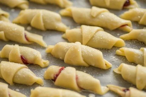 Step-by-step instructions for making bagel cookies preparation for a croissant Stock Photos
