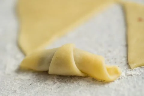 Step-by-step instructions for making bagel cookies preparation for a croissant Stock Photos