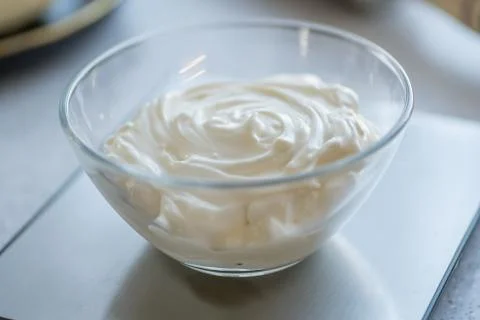 Step-by-step instructions for making bagel cookies. capacity with sour cream on Stock Photos
