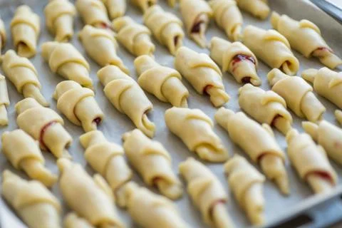 Step-by-step instructions for making bagel cookies preparation for a croissant Stock Photos
