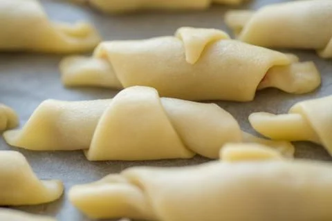 Step-by-step instructions for making bagel cookies preparation for a croissant Stock Photos