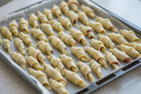 Step-by-step instructions for making bagel cookies preparation for a croissan Stock Photos