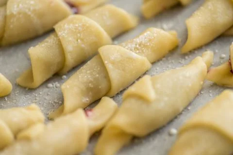 Step-by-step instructions for making bagel cookies preparation for a croissant Stock Photos