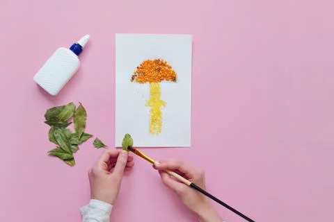 Step by step instructions for making a kids crafts. Step 3 . The concept of Stock Photos