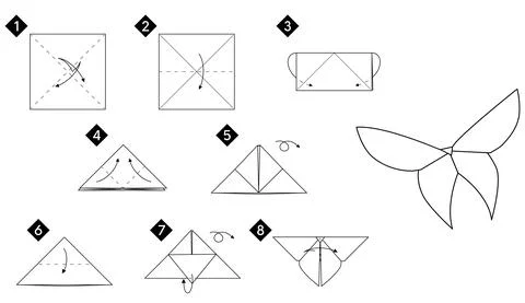 Step by step instructions origami butterfly Stock Illustration