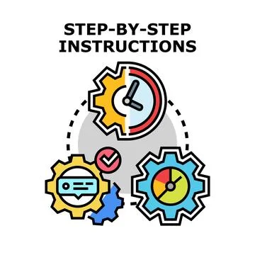 Step by step instructions process concept Illustration