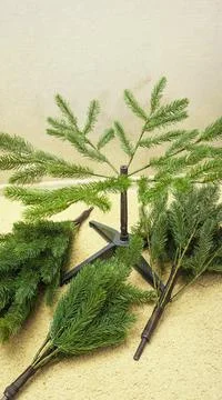 Step by step instructions.step 3 assembling an artificial Christmas tree. pho Stock Photos