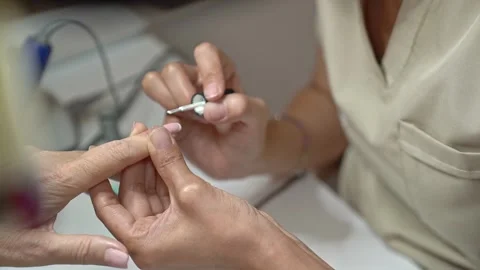 Step by Step Manicure Tutorial for Classic French Design With Pastel Colors Video stock 323099395